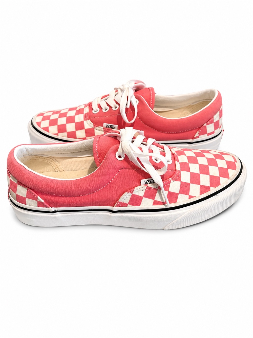 Vans Women's Checkerboard Lace-Up Sneakers in Pink and White - 9